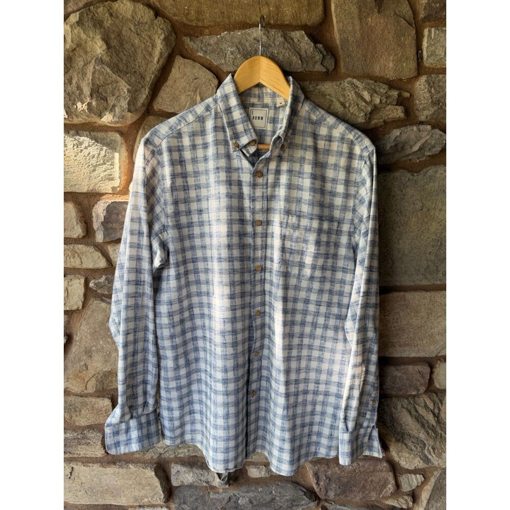 ROWM Blue & White Plaid Button Down Shirt Men’s M